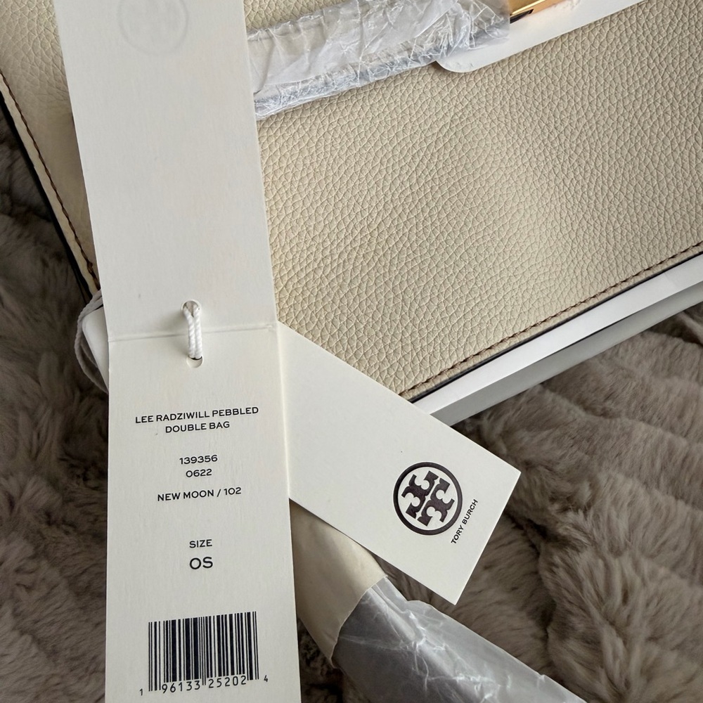 Tory Burch Cream and Tan Structured Satchel with Gold Hardware - Picture 12 of 16